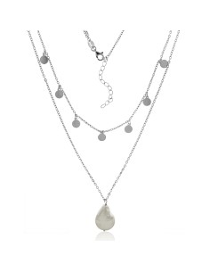 Collar Placas y Perla de Plata