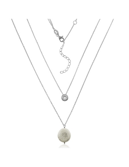 Collar con Perla y Circonita de Plata