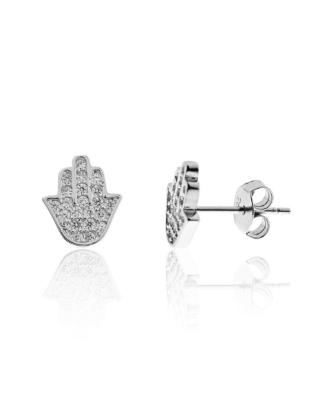 Pendientes Mano de Fátima de Plata 8mm.