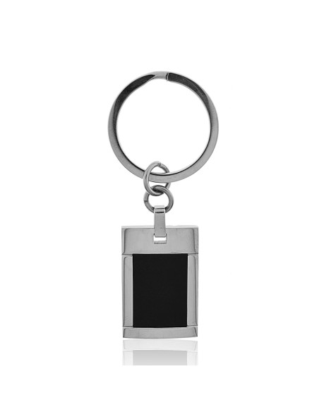 Llavero Rectangular de Acero y Fibra de Carbono