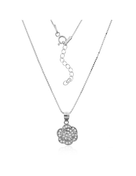 Collar con Flor de Plata y Circonitas
