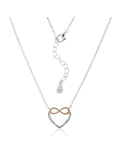 collar corazon con infinito de plata, gargantilla amor infinito san valentin