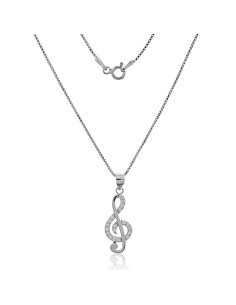 colgante clave de sol para mujer, gargantilla clave musical de plata