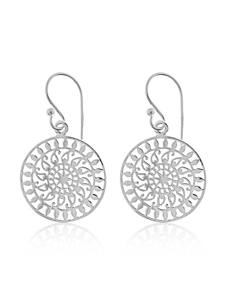 pendientes para mujer con mandala de plata, pendientes hippies