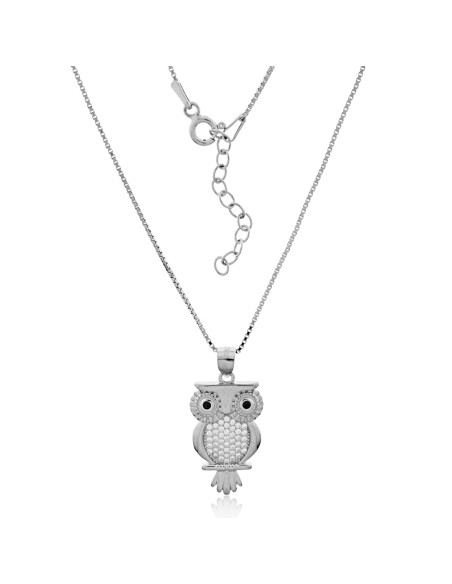 gargantilla buho para mujer de plata y circonitas