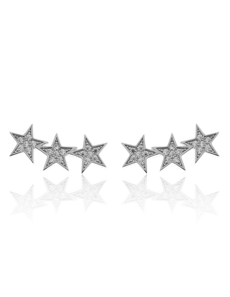 pendientes trepadores estrellas plata de ley, ear cuff estrellas