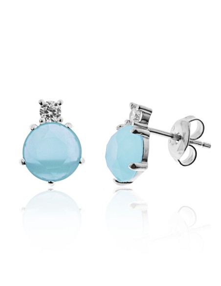pendientes finos mujer de plata, pendientes piedra azul y circonita