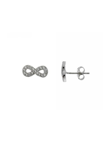 pendientes símbolo infinito de plata para mujer con circonitas