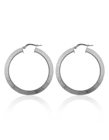aros de plata con grabado tipo greca para mujer