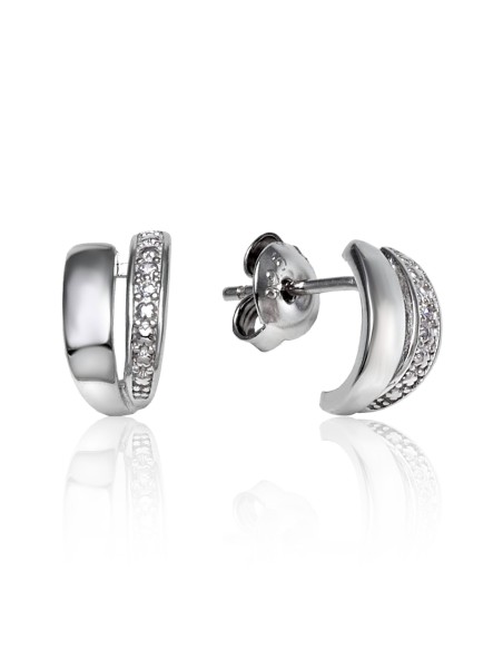 Pendientes finos para mujer de estilo clásico de plata de ley y circonitas