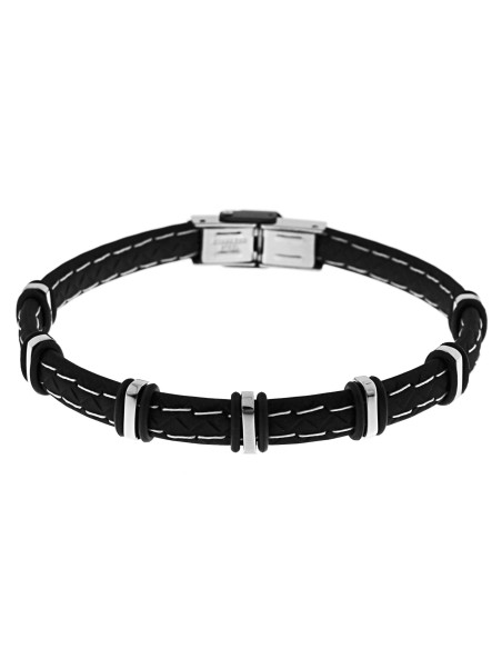 pulsera hombre de caucho y acero inoxidable