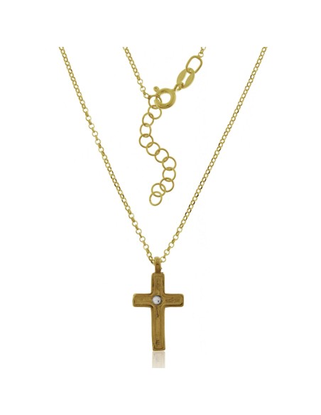 Collar Cruz Dorada de Plata