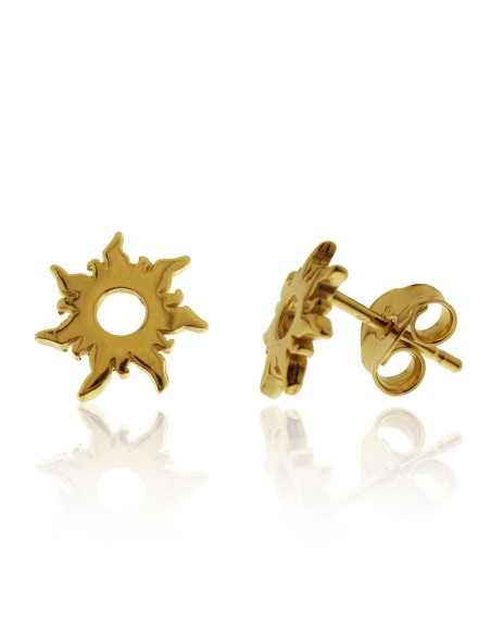 pendientes sol de plata dorada para mujer