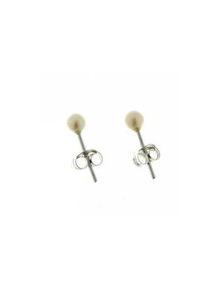 Pendientes Perla 4mm. Plata