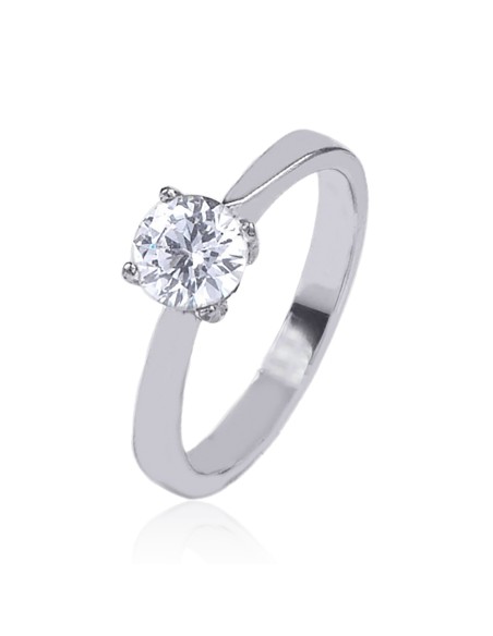 Anillo Solitario Circonita 6mm. Plata