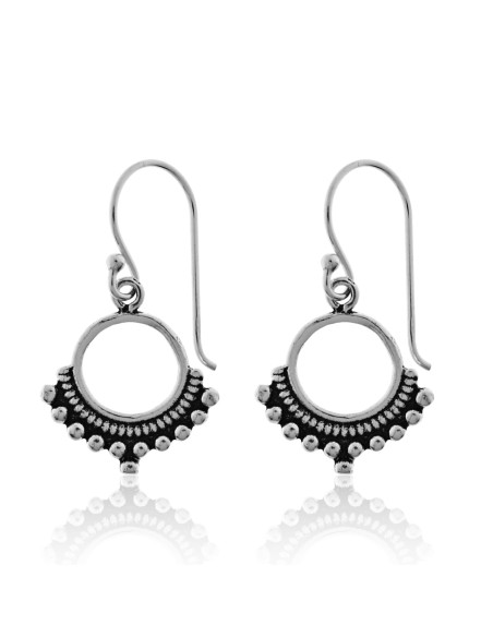 pendientes con gancho de estilo hippie de plata de ley