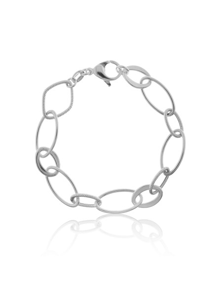 Pulsera Cadena Eslabones Ovalados Plata