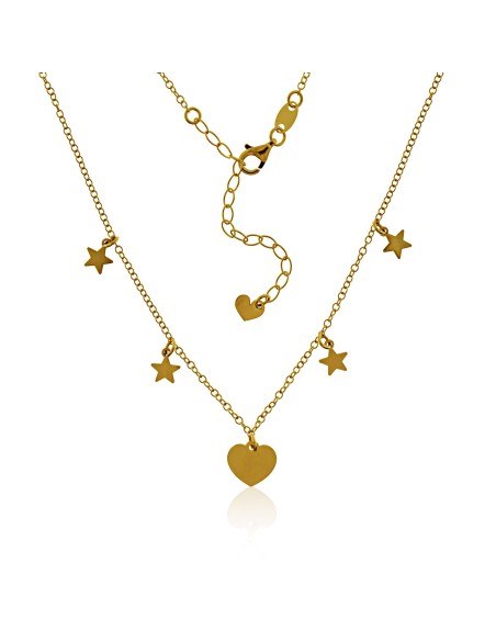 Gargantilla Estrellas y Corazón Plata Dorada