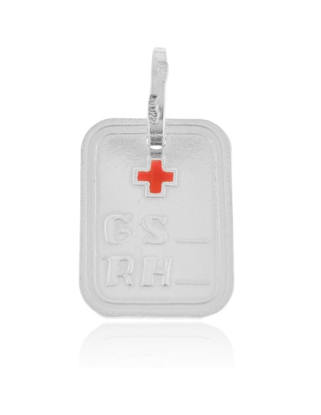 Placa Grupo Sanguineo 17x24mm. Plata
