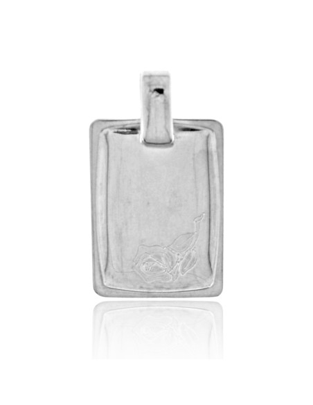 Placa Rosa Grabada Plata