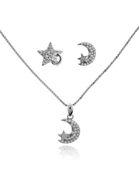 Conjunto Luna y Estrella Plata de Ley