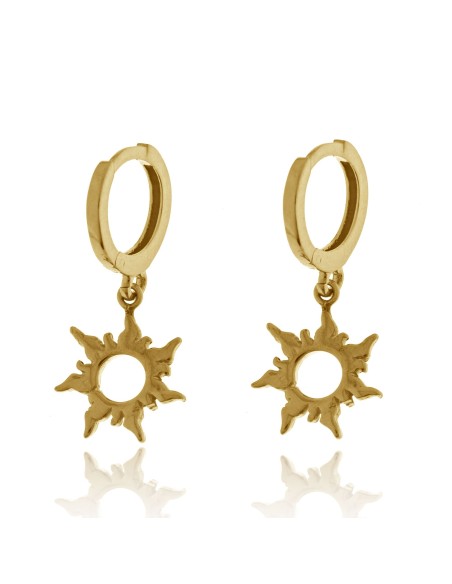 Pendientes Aro con Sol Plata Dorada