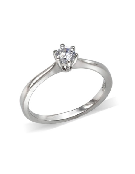 Anillo Solitario Plata Circonita 4mm.