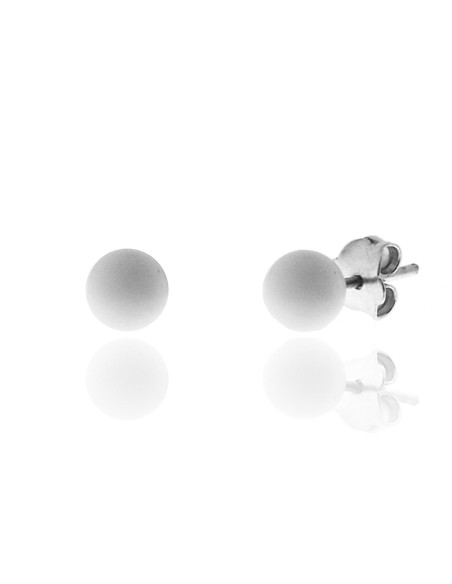 Pendientes Bola 10mm. Blanca Plata