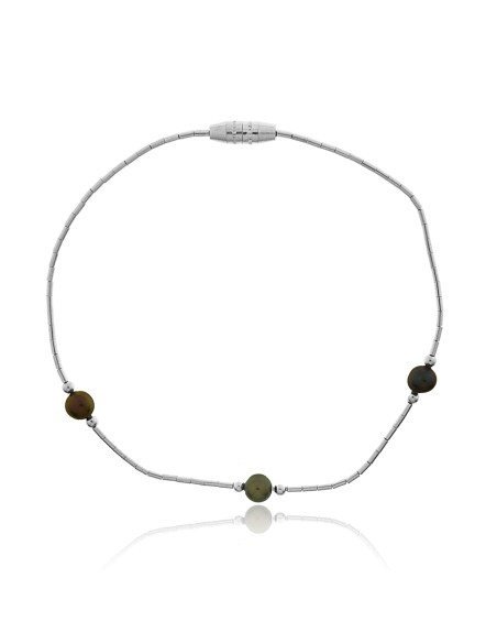Pulsera con Perla Gris 4mm. y Plata