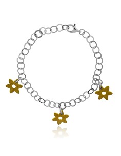 Pulsera Flores Doradas de Plata