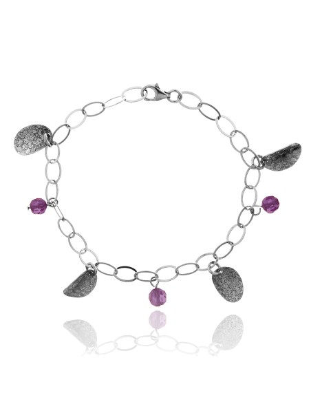 Pulsera Piedra Lila Plata de Ley