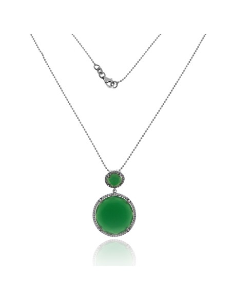 Collar Piedra Verde Redonda Plata 925