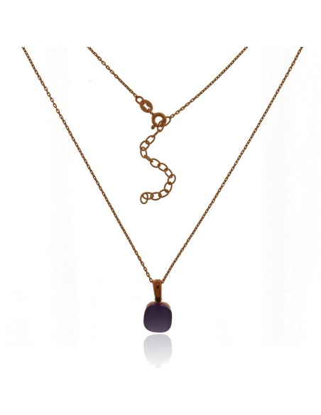 Collar Piedra Lila 10mm. Plata