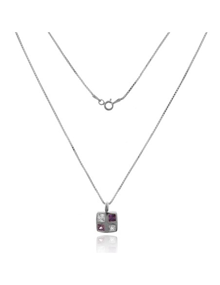 Collar Cuadrado con Circonitas Plata 925