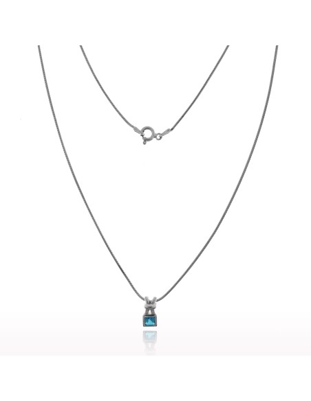 Gargantilla Circonita Azul Cuadrada Plata