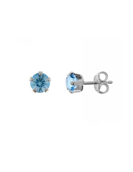 Pendientes Circonita Azul 5mm. Plata