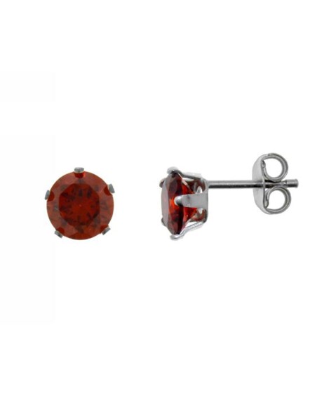 Pendientes Circonita Granate 6mm. Plata
