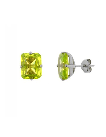 Pendientes de Presión Piedra Verde Plata