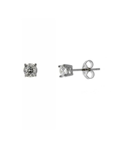 Pendientes Circonita 4mm. Garras Plata