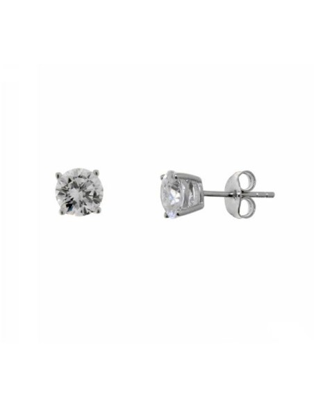 Pendientes Circonita 6mm. Garras Plata