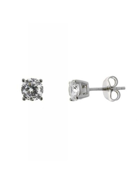 Pendientes Circonita 5mm. Garras Plata