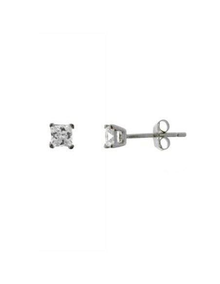 Pendientes Circonita Cuadrada 3mm. Plata