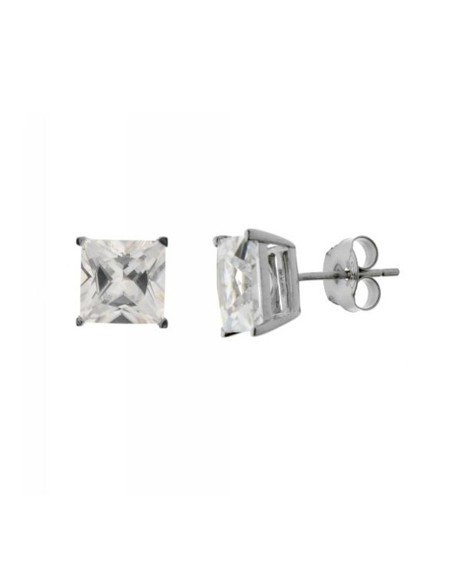 Pendientes Circonita Cuadrada 8mm. Plata
