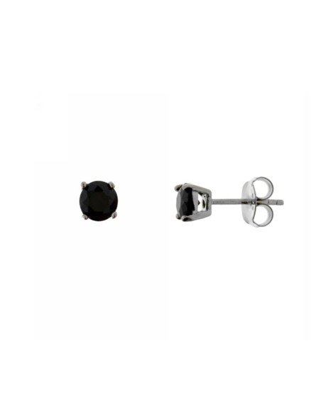 Pendientes Circonita Negra 5mm. Plata