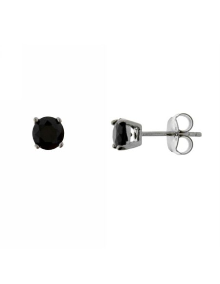 Pendientes Circonita Negra 6mm. Plata