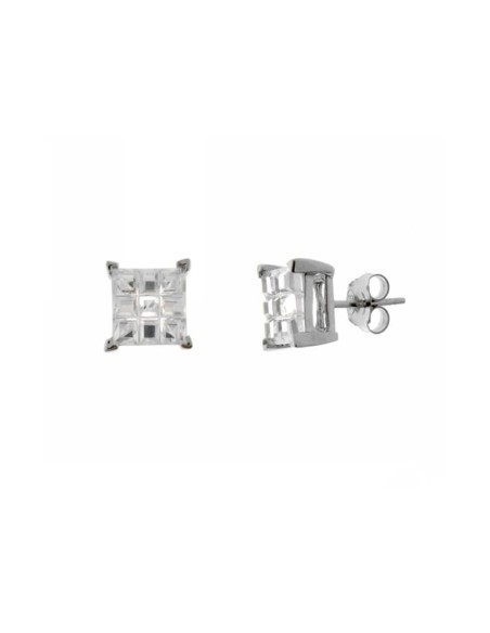 Pendientes 8mm. Circonita Tabla Plata