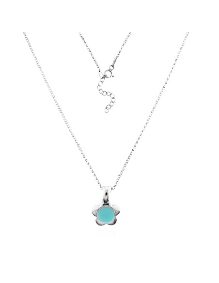Collar Flor Azul de Plata de Ley