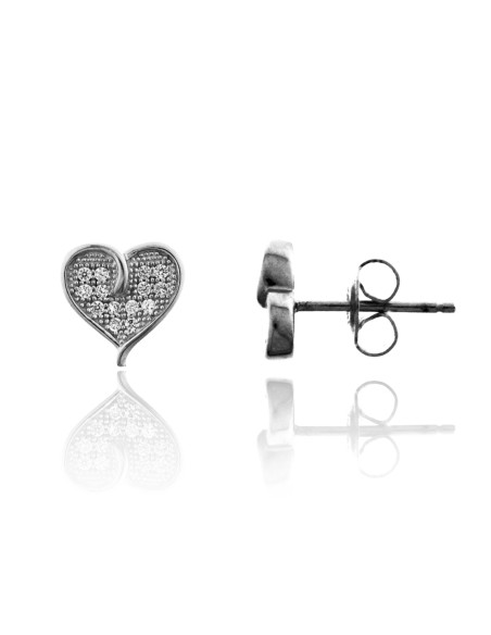 Pendientes Corazón Pavé de Plata