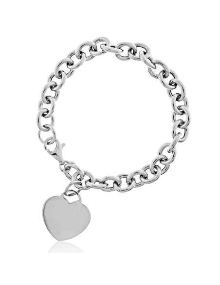 Pulsera Cadena y Corazón Plata de Ley