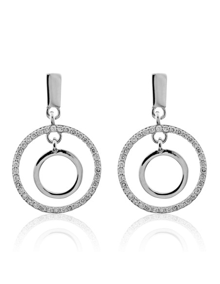 Pendientes Largos Círculos de Plata
